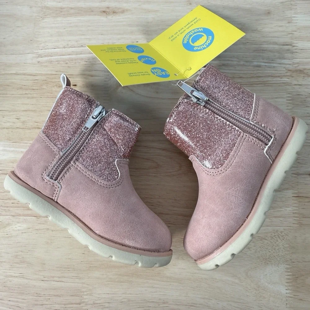 Munchkin by Stride Rite Little Girl's Size 5M Avalon Pink Glitter Side-Zip Boots